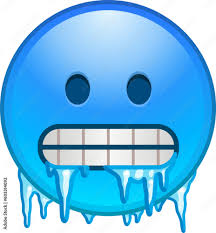 Cold emoji. Freezing emoticon, icy blue ...